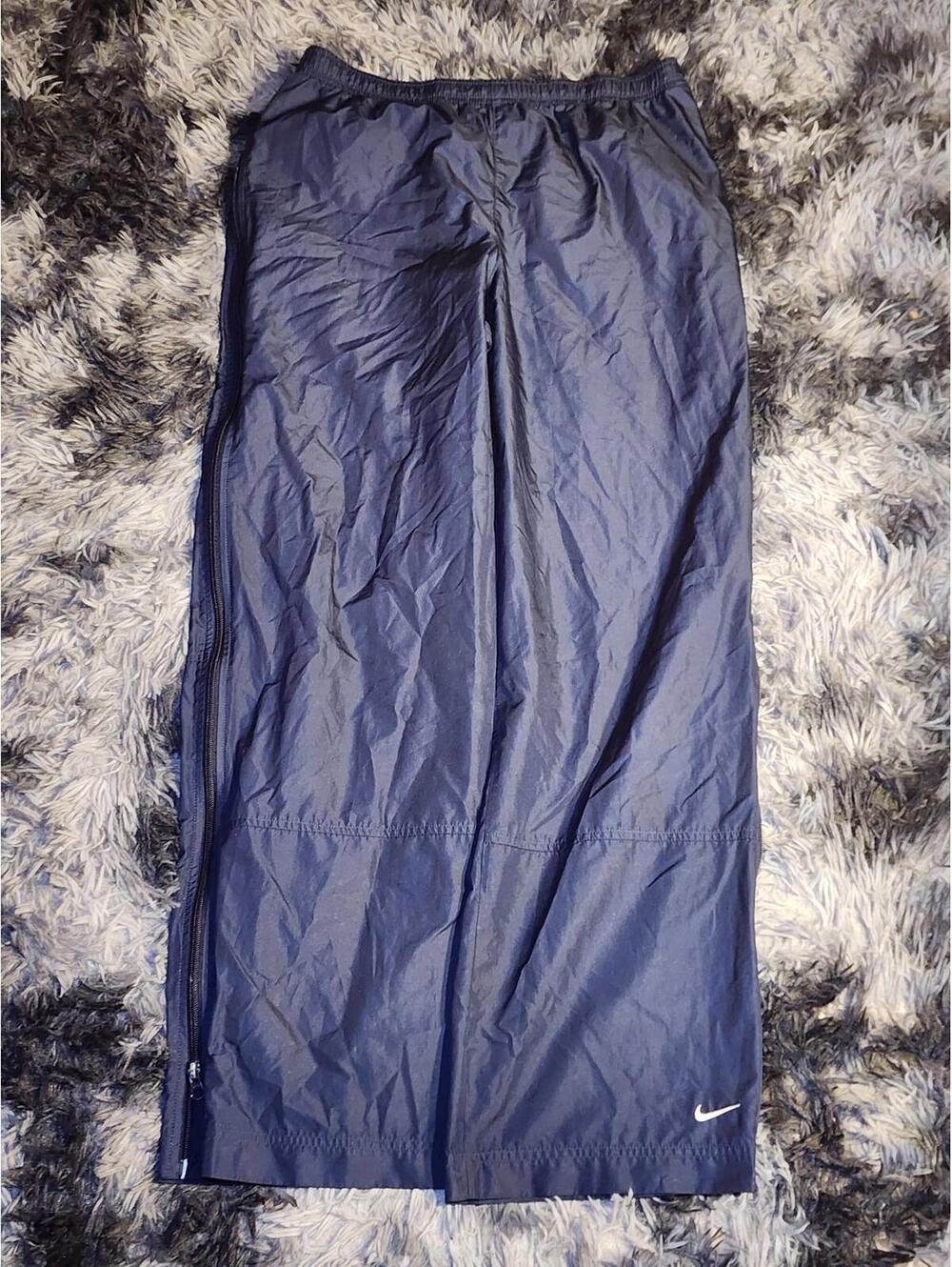 Nike Track Pants Side Full Zip Swishy Baggy Medium Blue Nylon VTG Bella Hadid
